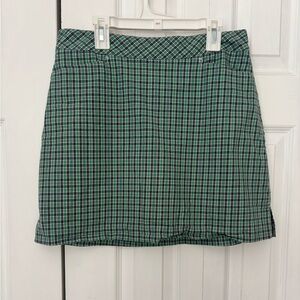 Lady Hagen Green Checkered Mini Skirt
